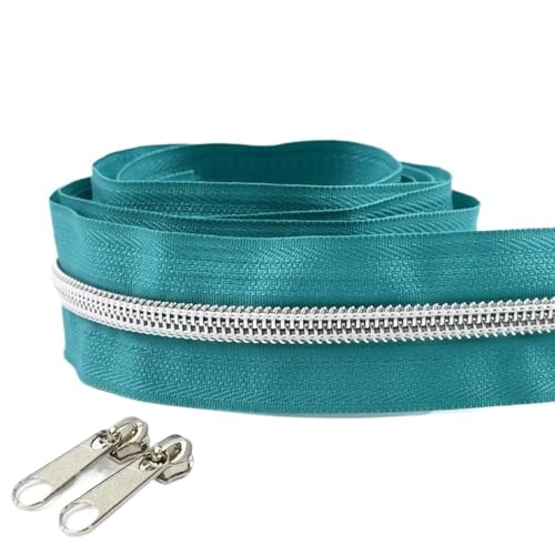 LIFABOLA Blaues/grasgrünes/matchagrünes Nylon-Reißverschlussband + Reißverschlussschieber, hochabriebfeste Metallreißverschlüsse(Green,10meters) von LIFABOLA