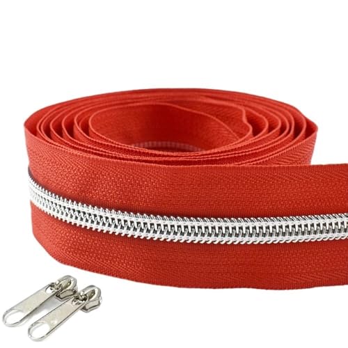 LIFABOLA Blaues/grasgrünes/matchagrünes Nylon-Reißverschlussband + Reißverschlussschieber, hochabriebfeste Metallreißverschlüsse(Red,2meters) von LIFABOLA