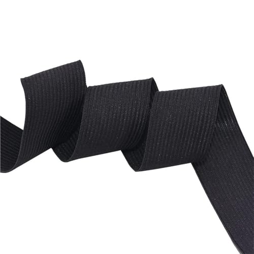 LIFABOLA Schwarz-weißes Gummiband, 15 mm – 50 mm flaches elastisches Band, for Nähen von Kleidung, Hosen, Zubehör, Stretchgürtel, 1 Stück(Black,4M*15MM) von LIFABOLA