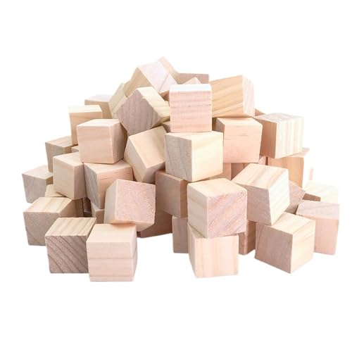 Massive Holzwürfel, quadratische Holzblöcke für Holzarbeiten, Bastelarbeiten, Puzzle, Holzblöcke, Mathematikunterricht (0,8 x 0,8 x 0,8 cm), 50 Stück von LIFABOLA