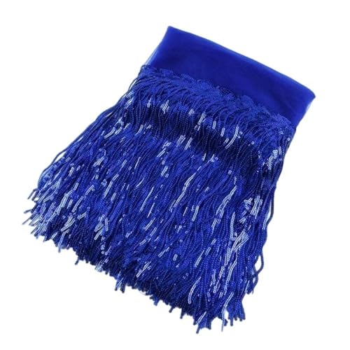 Paillettenfransen in Kaffeebraun/Orangegelb/Hellviolett, 10/18 cm, leicht zu reinigende Quaste for Stoffnähzubehör, 1 Stück(Royal Blue,18cm*5Yards) von LIFABOLA