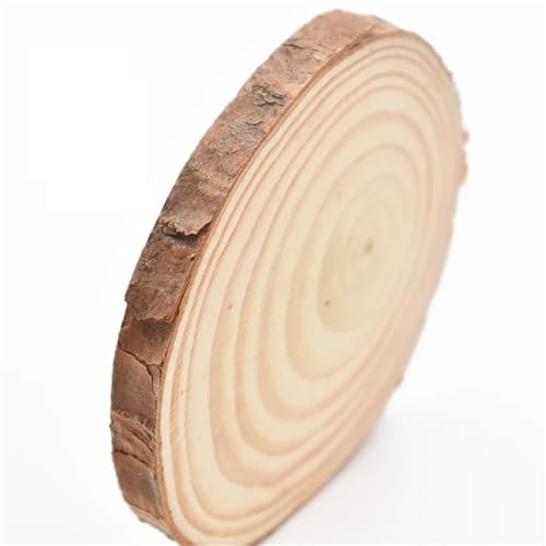 Runde Blanko-Holzscheiben aus natürlichem Kiefernholz, dicke 1/1,5 cm Kreise mit Baumrinde, Holzscheiben, Basteln, Hochzeit, Party, Malerei (13 cm) von LIFABOLA