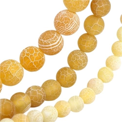 Matte mehrfarbige Frostachate Runde Perlen, 6MM/8MM/10MM DIY Schmuckherstellung natürliche Halbedelsteine ​​lose Perlen(Golden,6mm) von LIFABOLA