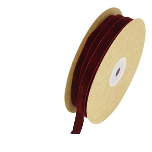 Samtband Schwarz Rot Weiß Beige Atrovirens, Spitzenbänder 10 Meter x 10 mm, handgefertigter glänzender Stoffbesatz for Partydekoration(Burgundy) von LIFABOLA