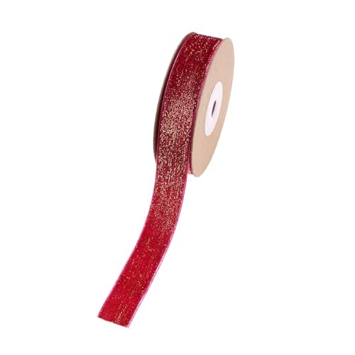 Schimmerndes einseitiges Samtband, 5 m x 20 mm, Golddraht-Samtband, Rot, Grau, Rosa, Kaffeeverpackung, Dekorationsband (Dunkelrot) von LIFABOLA