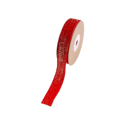 Schimmerndes einseitiges Samtband, 5 m x 20 mm, Golddraht-Samtband, Rot, Grau, Rosa, Kaffeeverpackung, Dekorationsband (rot) von LIFABOLA