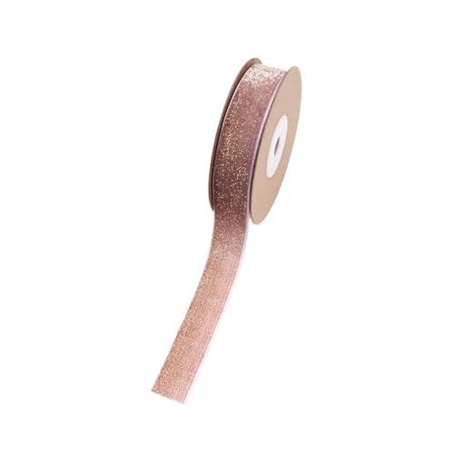 Schimmerndes einseitiges Samtband, 5 m x 20 mm, Golddraht-Samtband, Rot/Grau/Rosa, Kaffeeverpackung, Dekorationsband (Rosa) von LIFABOLA