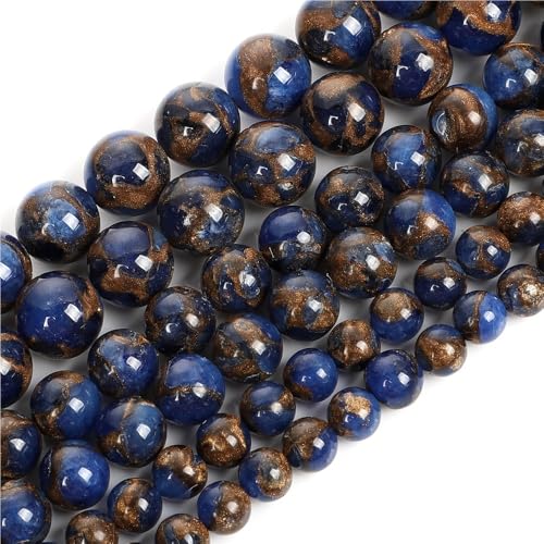 Tigerauge Turmalin Achate Jaspis Rosa Quarz Perlen, Natursteinperlen for Schmuckherstellung DIY Zubehör(Dark Blue Cloisonne,10mm) von LIFABOLA