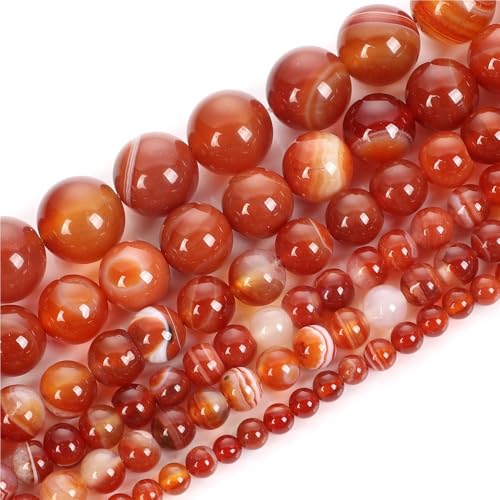 Tigerauge Turmalin Achate Jaspis Rosa Quarz Perlen, Natursteinperlen for Schmuckherstellung DIY Zubehör(Orange Stripe Agate,10mm) von LIFABOLA