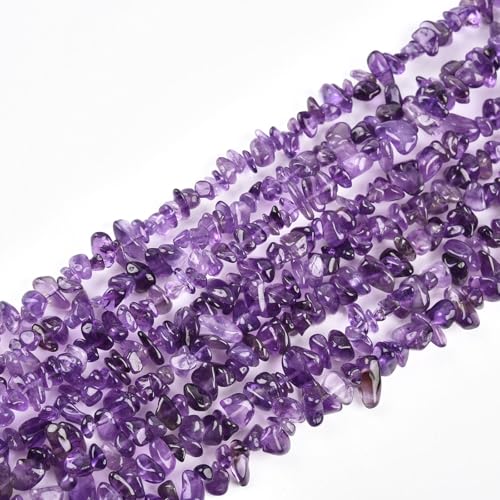 Echte Amethyst-Perlen, 5–8 mm, unregelmäßig geformt, Trommelsteine, lose Perlen für Schmuckherstellung, 1 Strang, 81,3 cm von LIFAVOVY