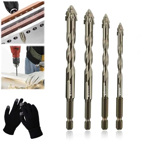 New Four-Flute Sawtooth Eccentric Drill Bit, Sawtooth Eccentric Drill Bit, Efficient Drill and Tap Set, Titanium-Coated Design High-Strength Eccentric Twist Drill Bit (6+8+10+12) von LIFECOSM