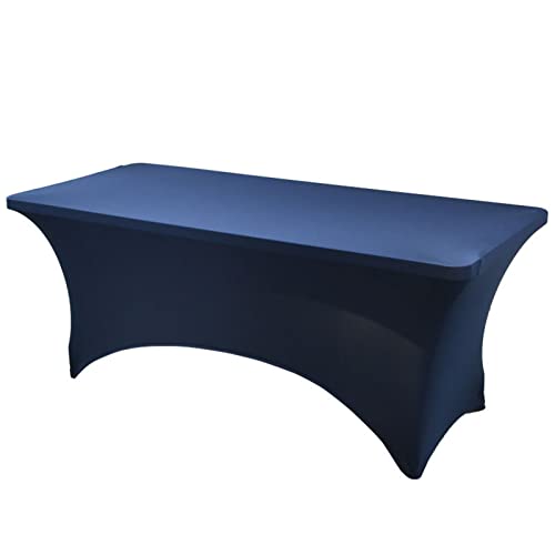 LIFEDX Spandex Stretch Tischdecke,Rechteckige Dehnbare Elastische Tischdecke,Anti-Falten Enge Passform Waschbare,4-Wege-eng Anliegend Tischschutz für Hochzeit, Party,Navy Blue,6FT (183x76x76cm) von LIFEDX