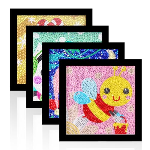 LIFEDYLUK 4 Stücke Magnetisch Diamond Painting Bilderrahmen, 5D Diamond Painting Rahmen Selbstklebend, 30 x 30 cm Diamantkunst Rahmen für Malerei, Wanddekoration für Zuhause Wand Tür Kühlschrank von LIFEDYLUK