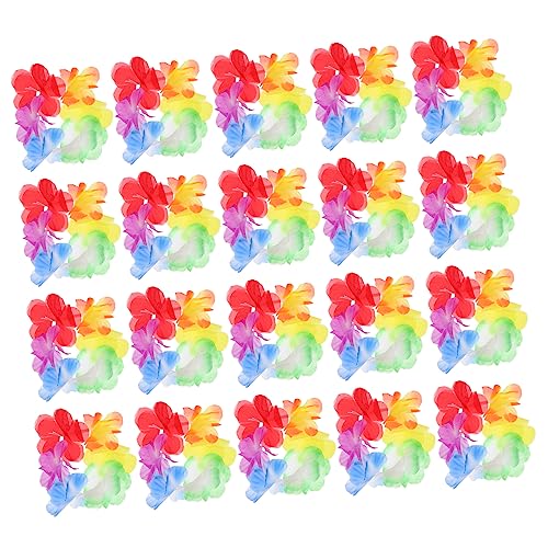 LIFKICH 10 Paar Armband Hawaiianische Lei-blumenarmbänder Luau-kränze Hawaiianisches Dekor Blumen-konfetti-dekoration Blumen-halskette Strand Luau-blumen-guirland Colorful Plastik von LIFKICH