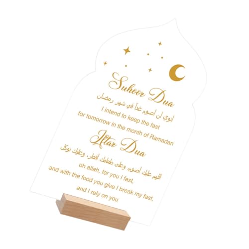 LIFKICH Acryltisch Ramadan-mond- Eid Mubarak-Dekorationen Ramadan-tischtafel Ramadan Mubarak Tischschild Ramadan Mittelstücke Für Tische Ramadan Mubarak Zeichen Eid- Holz von LIFKICH