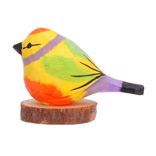 LIFKICH Holzschnitzerei Vogelornamente Vogelförmige Figur Miniatur Vogelfiguren Bunte Spatzenfigur Vogel Bastelstatue Kleines Tier Tischdekoration Handgefertigte Vogelstatue von LIFKICH