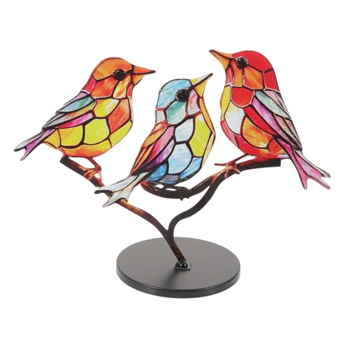 LIFKICH Vogelschmuck Mikrolandschaftsdekor Vogeldekoration Vogel-Dekor Tischdeko Vogel büro Dekoration Living Room Decoration Vogelfigur mit Sockel Vogelschwarm-Dekor mit Sockel Acryl von LIFKICH