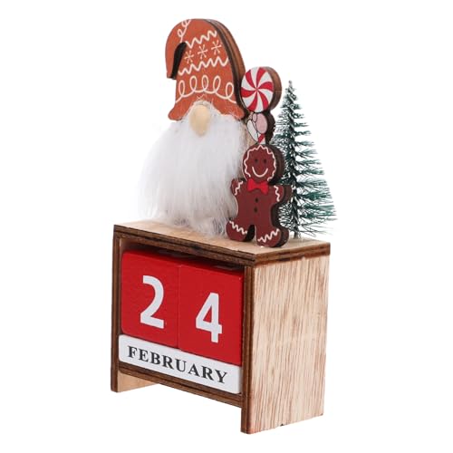 LIFKICH Weihnachtskalender-ornamente Weihnachtliche Tischdekoration Countdown-kalender-dekor Festlicher Feiertagsblockkalender Kreativer Kalender Weihnachtsbedarf Blockiert Kalender Holz von LIFKICH