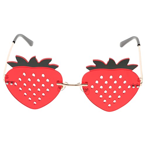 LIFKOME 1 Paar Erdbeergläser Rave-Brille funky Erdbeerdekor Cool sonnenrbille sonnenspiegel festival glasses sonnebrille sonnengläser Rande Brille rahmenlose Brillen Stk rot von LIFKOME