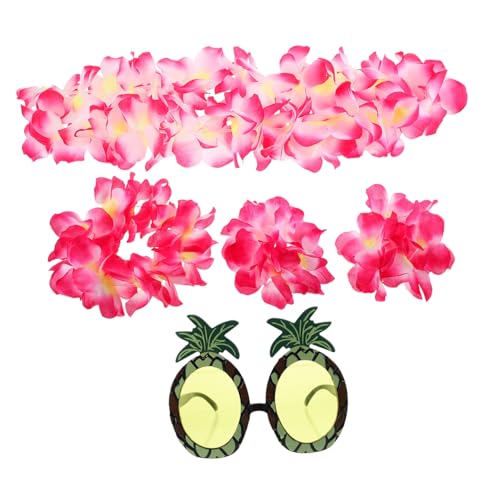 LIFKOME 1 Satz Hawaiianische Lei hawaiketten hawaij holiday decor sonnenbrillen überbrillen dessergläser glasees Hawaii-Sonnenbrille Hawaii-Girlande Strandparty-Brille Blumenstirnband Tuch von LIFKOME