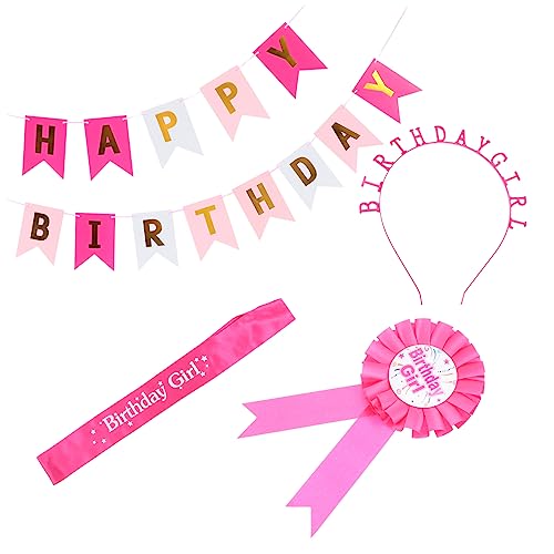 LIFKOME 1 Satz geburtstagsfeier anzug happy birthday banner geburtstagsbanner geburtstags banner Geburtstagskrone Mädchen Geburtstagsparty liefert Geburtstag Diademe für Frauen Satin Rosy von LIFKOME