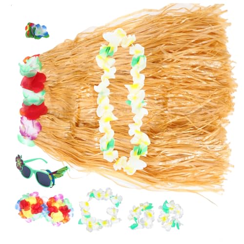 LIFKOME 1 Set Hawaii Hula Damen Hawaiian Kleider Hula Rock Luau Sonnenbrille Hawaii Partydekorationen Hawaii Motto Partydekorationen Frauen Hawaii Kleid Hawaii Partydekorationen von LIFKOME