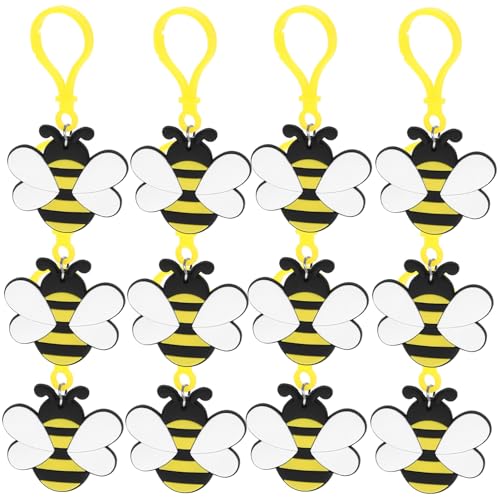 LIFKOME 12 Stück Bienen-Schlüsselanhänger Niedliche Schlüsselanhänger-Packungen Honigbienen-Anhänger Charme Hummel Schlüsselanhänger Rucksack Geldbörse Dekor Für Bienenfest Partygeschenke von LIFKOME