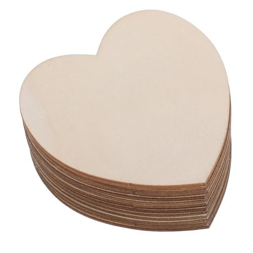 LIFKOME 12 Stück Holzspäne in Herzform Herz Holzverzierungen Herzförmiges Ornament Aus Holz Holzhandwerk Zum Valentinstag Herzförmiges Holzhandwerk Natürliche Holzscheiben Pappel Beige von LIFKOME