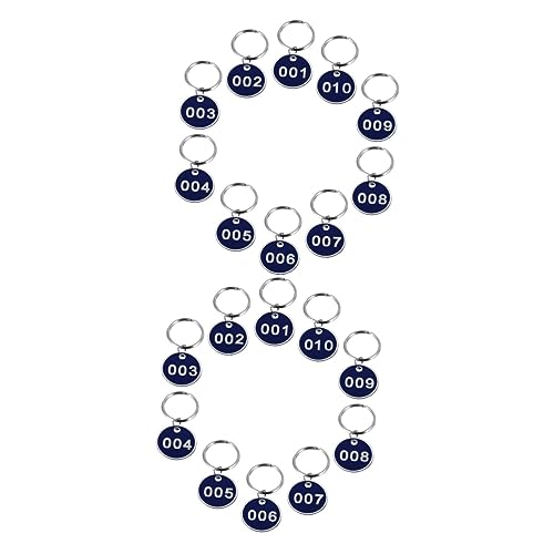 LIFKOME 2 Packungen Nummernschild Schlüssel runde Etiketten Zahlenkarten Zahlen ID-Tags Kennzeichen key tags vorratsetiketten key chains Gepäck-ID-Tags nummerierte ID-Tags Metall Blue von LIFKOME