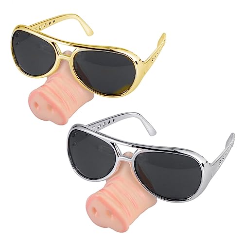 LIFKOME 2 Stück Schweinenase-Brille Party Dekorative Brille Lustige Cosplay-Brille Requisiten Für Halloween Karneval Silber Golden von LIFKOME