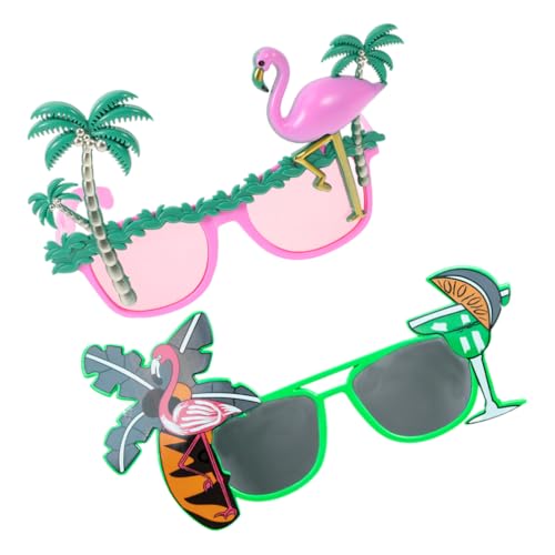 LIFKOME 2 Stück Tropische Neuheitsgläser Flamingo-Sonnenbrillen Hawaiianische Partybrillen Fotoautomaten-Requisiten Strand-Mottoparty-Zubehör Dekoration Flamingo-Party-Sonnenbrillen von LIFKOME