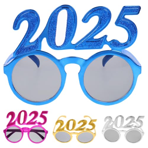 LIFKOME 2025-Brille 4 Stück Lustiger 2025-Party-Brillenrahmen Frohes Neues Jahr Brille Weihnachten Abschlusskostüm Foto-Requisiten Für Feiern Festliche Veranstaltungen von LIFKOME