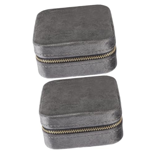 LIFKOME 2Er-Box Multifunktionales Schmuckkästchen Tasche Mädchen Schmuck Zubehör Mini Abteil travel accessories reiseaccessoires reise schmuckschatulle Ohrringe Veranstalter Flanell Grey von LIFKOME