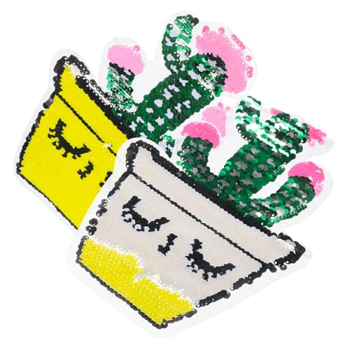 LIFKOME 2Stücke Kaktus Patches Glitzerstoff DIY Applikationen Zum Aufnähen Für Kleidung Und Bastelprojekte Zufällige Farben Bastelpatch Für Einzigartige Designs von LIFKOME