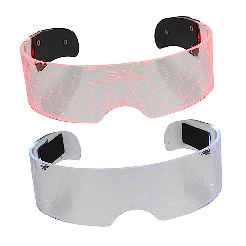 LIFKOME 2st Led-brille Partybrille Neon Schnapsgläser Neonbrille Leuchtende Gläser Weihnachtlich Beleuchtete Brillen Silvesterbrille Gläser Zum Leuchten Bringen Nachtclub-brille Acryl Weiß von LIFKOME