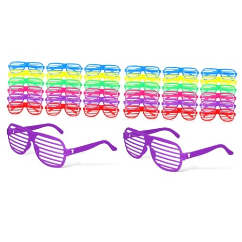 LIFKOME 36 Stück Cosplay Brillen Party Dekoration Gastgeschenke Zubehör Festival Brille Neonfarben Brille Neon Shutter Brille Shutter Sonnenbrille 80Er Jahre Sonnenbrille 90Er von LIFKOME
