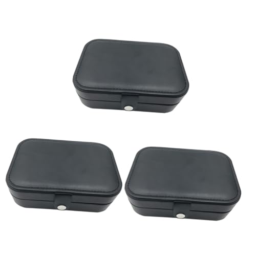 LIFKOME 3Er-Box Schmuck-Display-Box Halskettenständer Ring Mini Trennwände travel schmuckbox travel jewelry case schmuckregal Halskettenetui reise schmuckschatulle PU-Leder Black von LIFKOME