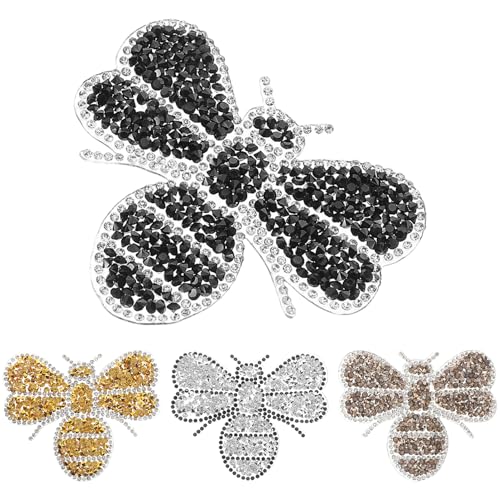 LIFKOME 4 Stück Bee Strass Aufnäher Zum Aufbügeln Modische Und Langlebige Glitzer Aufnäher Für Kleidung Schuhe Taschen Zur DIY Dekoration von LIFKOME