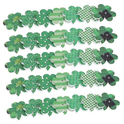 LIFKOME 50 Stück Kleeblatt-Knöpfe Holzknöpfe Glücksbringer Knöpfe Holz Bastelknöpfe St Patrick's Basteln Accessoires Dekorationen glückliche Dekoration Nähen Charme Gut hölzern von LIFKOME