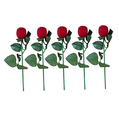 LIFKOME 5er Set Rose Ring Box Romantische Schmuckschatulle Für Verlobungsringe Valentinstag Und Besondere Anlässe Rote Rosen Design 4cm x 27cm Perfektes Für Liebende von LIFKOME