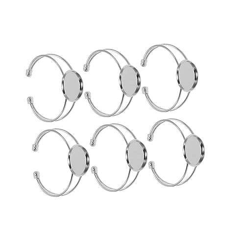 LIFKOME 6st Kupferanhänger Flacher Runder Ring Armband Zubehör Zur Schmuckherstellung Verstellbarer Ringrohling Halskettenketten Für Die Schmuckherstellung Schließe Stapel Tour Silver von LIFKOME