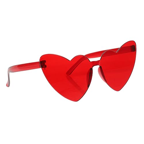 LIFKOME Damen Partybrille für Erwachsene ästhetisch Disco-Party-Brille Rave-Brille hochzeitsgläser heart shaped sunglasses herz brille Bachelorette Party Accessoires Stk rot von LIFKOME