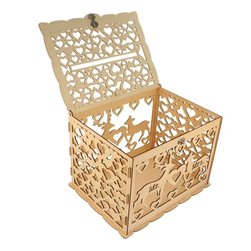 LIFKOME Holzkartenbox Für Hochzeiten Rustikaler Kartenhalter Aus Holz Große Geschenkkartenbox Mit Individueller Gravur Für Hochzeitsfeier Und Besondere Anlässe von LIFKOME