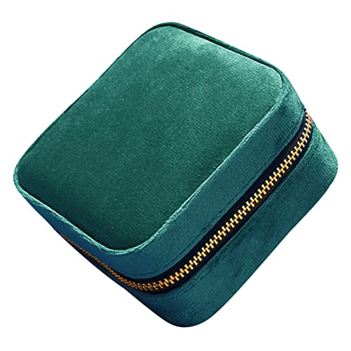 LIFKOME Kasten Schmuckschatulle Aus Flanell Deckel Halskette Armband-boxen Perle Träger Reise Schmuckschatulle Reisespiegel Schmuck Reiseetui Reisen Green Reißverschluss Aus Metall von LIFKOME