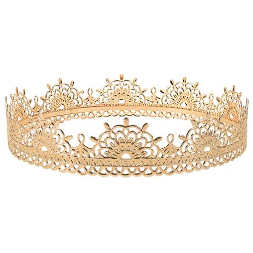 LIFKOME Königliche Königskrone Für Erwachsene Antike Prinzenkrone Tiara Mittelalterliche Kopfbedeckung Königliches Kostüm Haarschmuck Für Halloween Geburtstag Hochzeit Cosplay Golden von LIFKOME