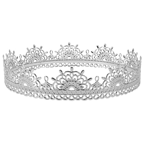 LIFKOME Königliche Königskrone Für Erwachsene Antike Prinzenkrone Tiara Mittelalterliche Kopfbedeckung Königliches Kostüm Haarschmuck Für Halloween Geburtstag Hochzeit Cosplay Silber von LIFKOME