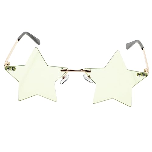 LIFKOME Pentagramm- rahmenlose randlose Langlebige festival brillen Gläser Neon Cosplay-Brille Randlose Party- Stk Green von LIFKOME