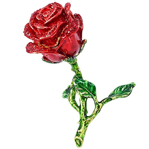 LIFKOME Rose Schmuckschatulle Dekorationen Party Fleur Schatz Ring Künstliche Rosenblätter Korsage Blumen Schmuck Gefälscht Rosa Funkeln Girlande Rosenstrauß Hortensie Legierung Rot von LIFKOME