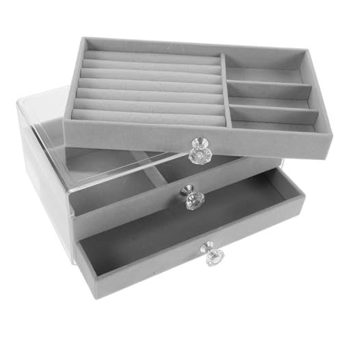 LIFKOME Schmuckkästchen Schmuckkasten Schmuckbox Schmuckablage Schmuckorganizer für Ohrringe Schmuckschatulle Schubladen-Organizer Organisator für Ohrstecker Plastik Light Grey von LIFKOME