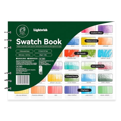 Lightwish Aquarell Zeichenblock,12 Detachable Sheets 100% Cotton 36 Spaces,10.63 * 7.68 in, Watercolor Swatch Book,300gsm/140lb Hot Press für Ölpastellkreide, Aquarell, Gouache, Notizbuch Ringbuch Lightwish Aquarell Zeichenblock,12 Detachable Sheets 100% Cotton 36 Spaces,10.63 * 7.68 in, Watercolor Swatch Book,300gsm/140lb Hot Press für Ölpastellkreide, Aquarell, Gouache, Notizbuch Ringbuch von LIGHTWISH
